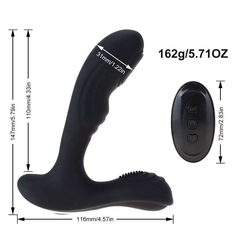 Afstandsbediening met 12 vibratiestanden voor mannen en vrouwen, drukontlasting, G-spot anale plug-massage voor volwassenen_voghion.com