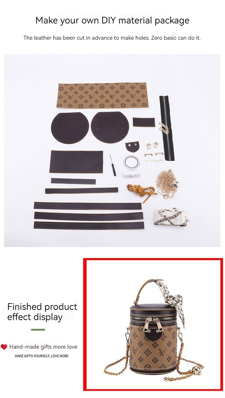 DIY handgemachte neue Material Zylinder einzelne Schulter Umhängetasche hausgemachte Geschenk für Freundin kleine runde Tasche_voghion.com