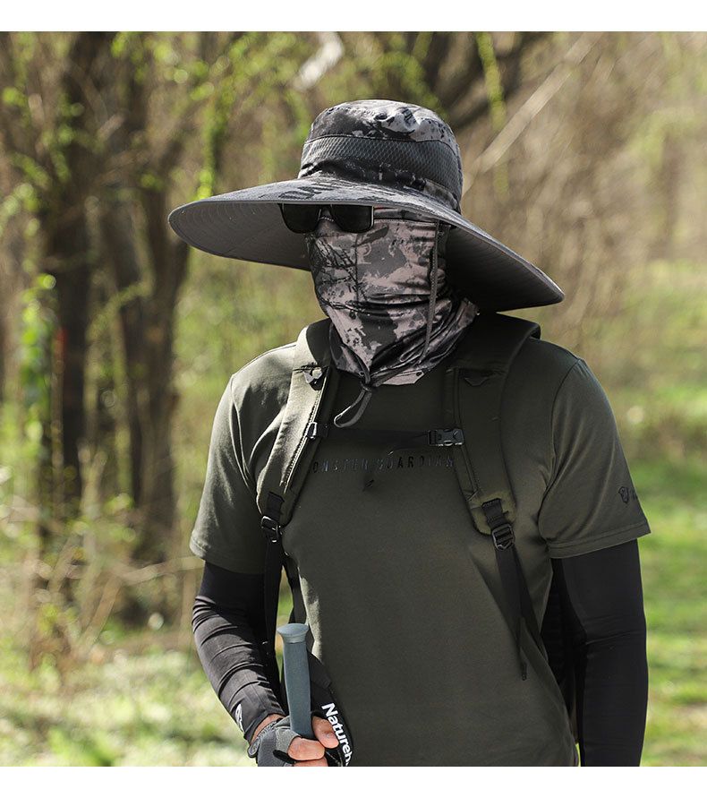 Extra Wide Brim Sun Hat For Men - UPF 50+ Outdoor Fishing & Hiking Cap, Lightweight & Quick-Dry (Adjustable Chin Strap, One Size Fits Most)_voghion.com