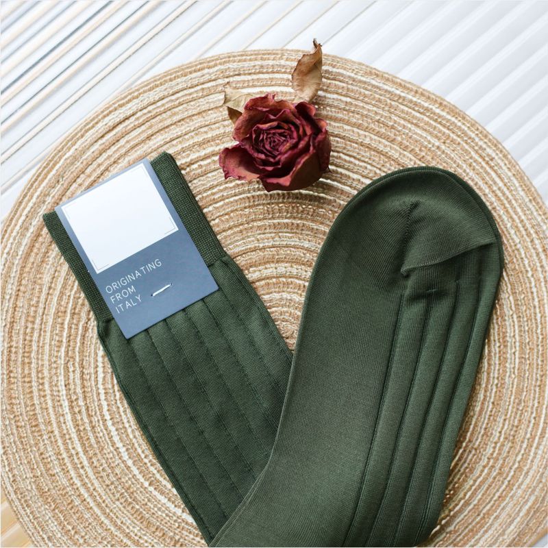 2025d Italian High-End Men's Formal Needle Mercerized Cotton Twill High Tube Gentleman Socks_voghion.com