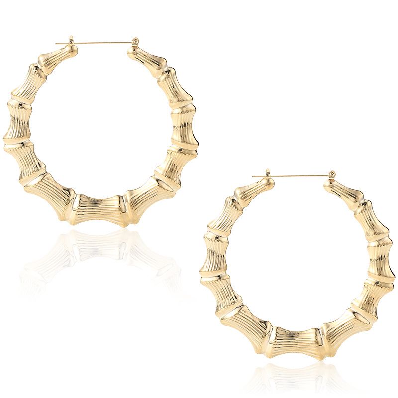 2019 Nuovi orecchini a cerchio grandi esagerati da 9 cm in bambù rotondo, moda autunno stile bohémien da donna_voghion.com