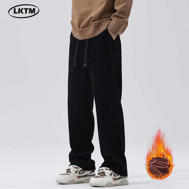 LKTM Wear # Corduroy ravne hlače, ležerne muške, trendi brend, široke viseće elastične struke s baršunastim toplim sportskim hlačama A77_voghion.com