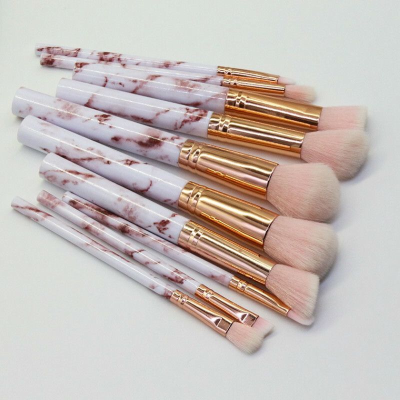 10 X Marmor Make-Up Pinsel Set Für Pulver Lidschatten Rouge Pinsel Werkzeuge Geschenk_voghion.com