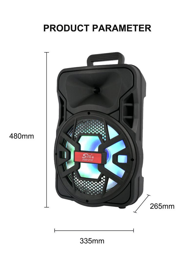 ZQS12137 Square Dance Audio Outdoor High Power Mobile Tie Rod Bluetooth Speaker With Microphone_voghion.com