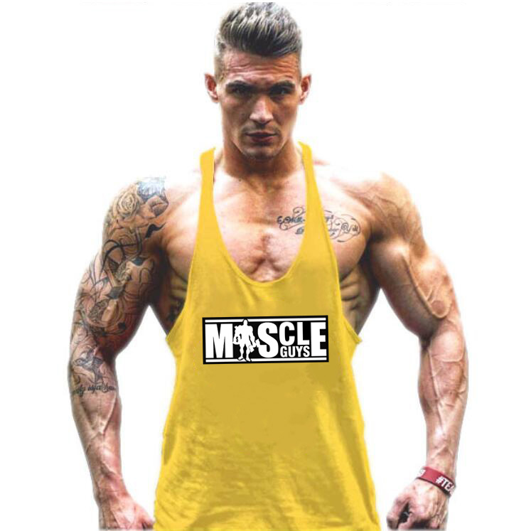 Bodybuilding and Fitness Exercise Deep Digging Thin Shoulder Strap Pure Cotton Fitness Tank Top_voghion.com