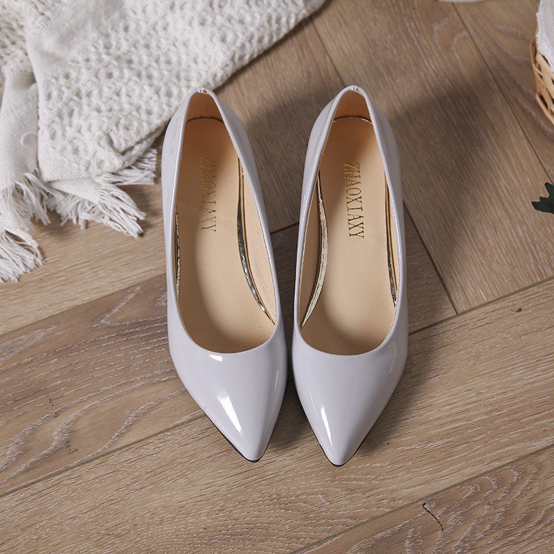 Shallow mouth pointed for women, cat sexy temperament, mid work shoes, thin heels, simple and versatile fashion women's_voghion.com