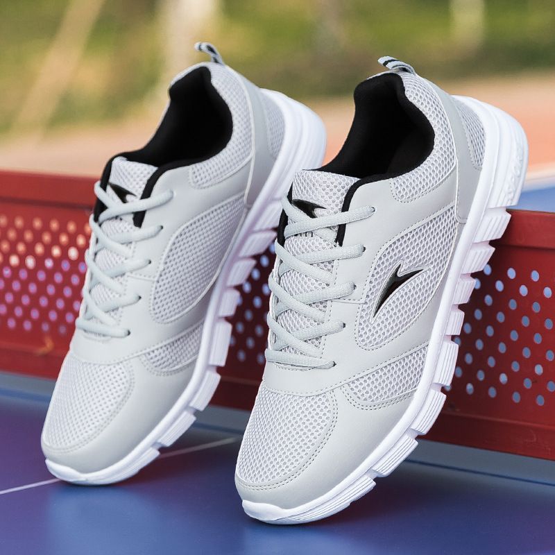 Euro Step Mesh Spring And Autumn Breathable White Lightweight Soft Sole Casual Trendy Deodorant Sports Running Men's Shoes_voghion.com