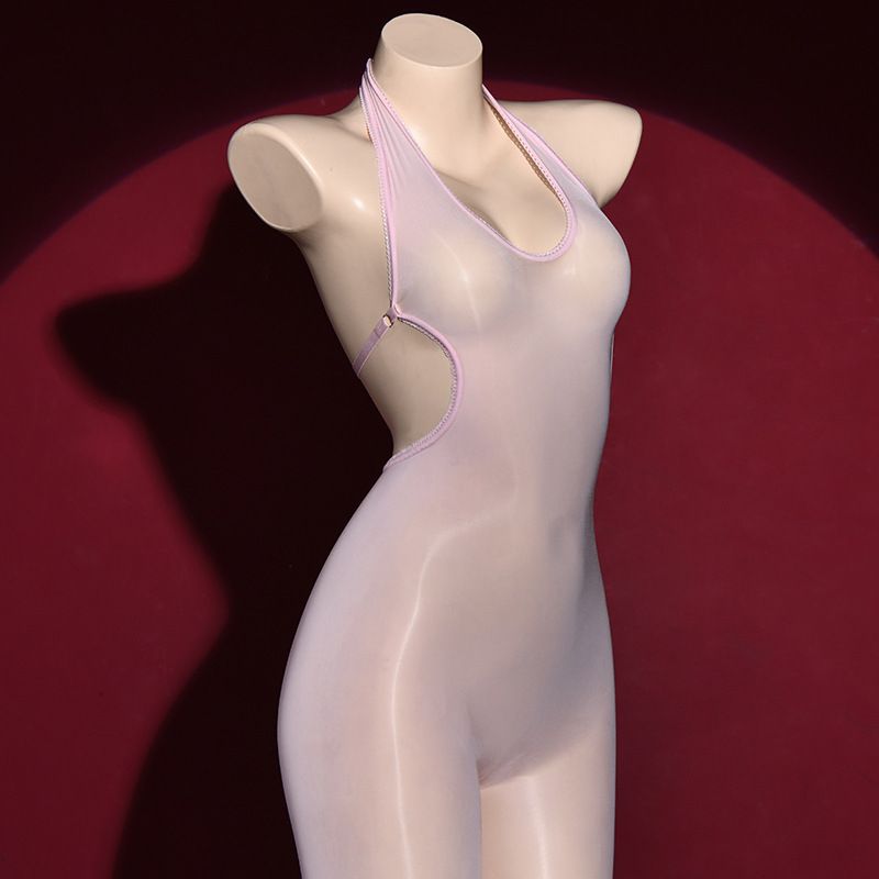 2025d Body aderente con scollo a V e schiena scoperta, lucido, con apertura sul cavallo, tentatore, in seta nera sexy_voghion.com