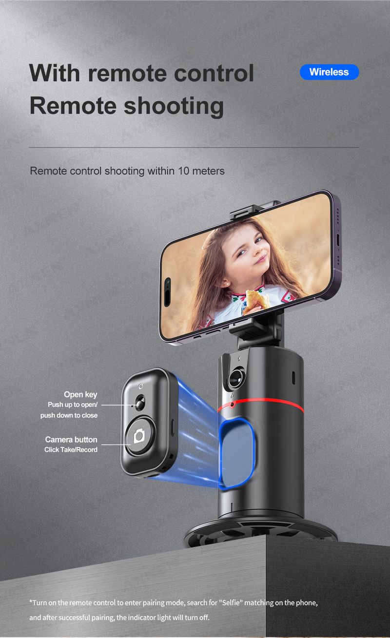 ANSEN AI Auto Following Stabilizer 360 Rotation Telefonständer P02 Desktop Tracking Gimbal mit Fernbedienung für Live-Fotografie_voghion.com