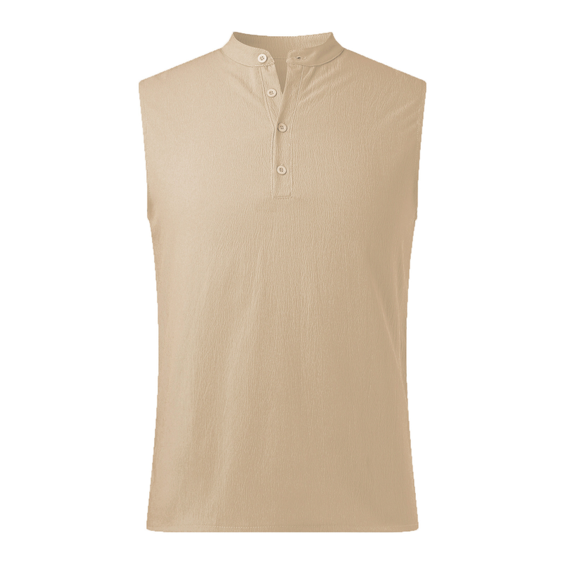 Vêtements pour hommes printemps et été, nouvelle chemise sans manches semi-ouverte pour hommes, gilet décontracté d'extérieur pour hommes_voghion.com