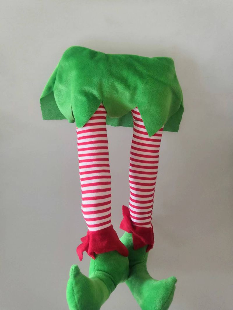New Green Fabric Elf Leg Prop Decoration Hanging Doll Ornament_voghion.com