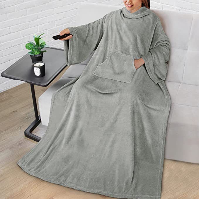 Composite Lamb Wool TV Multifunctional Wearable Sleeves Home Lazy Blanket Winter Warm Pullover_voghion.com