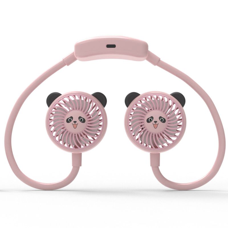 Ventilatore da collo pigro - Mini refrigeratore portatile per studenti ricaricabile tramite USB, stile cartone animato, 2025_voghion.com