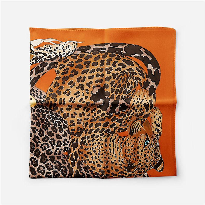 Korean version of leopard print dance performance female cartoon animal cheetah small square tourism scarf_voghion.com