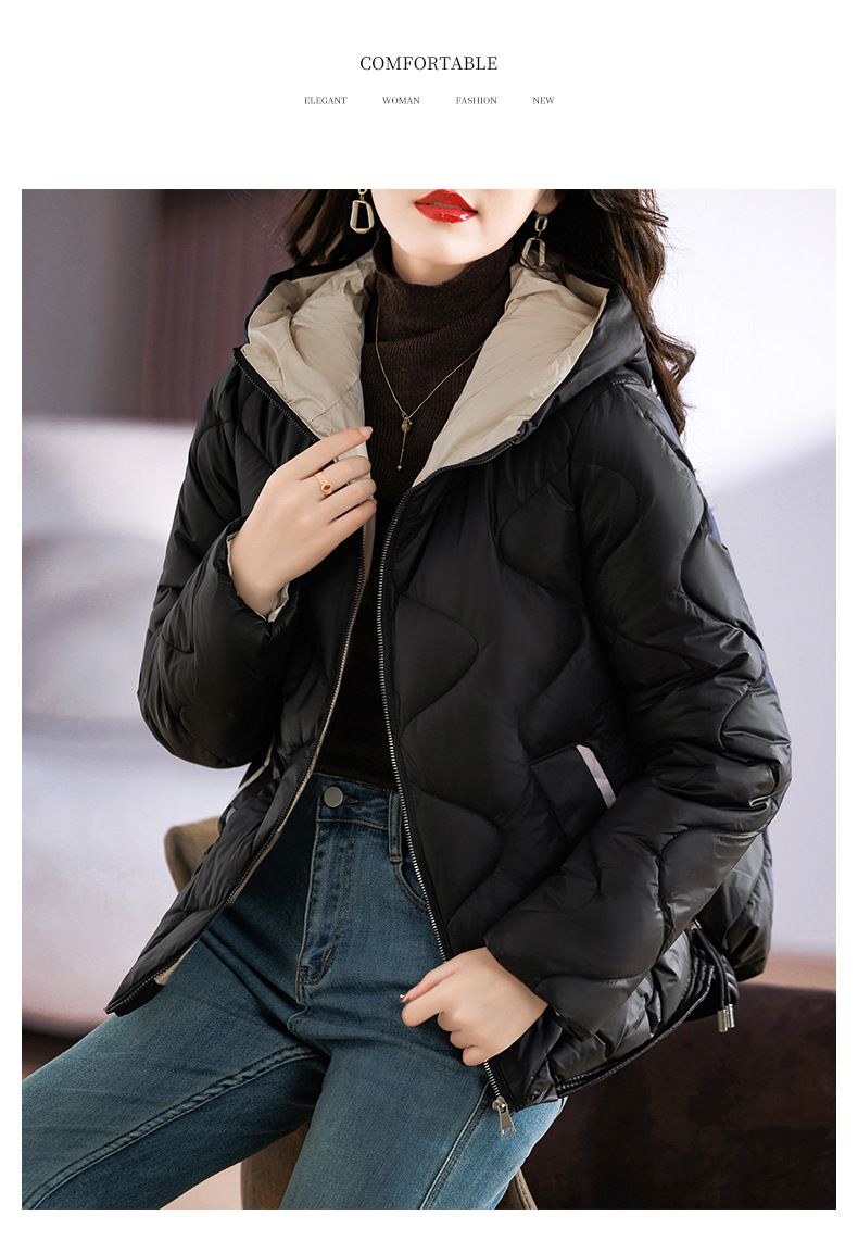 Doudoune courte brillante pour femme, manteau d'hiver léger à capuche, vêtements d'extérieur matelassés à la mode, gilet zippé coupe slim_voghion.com