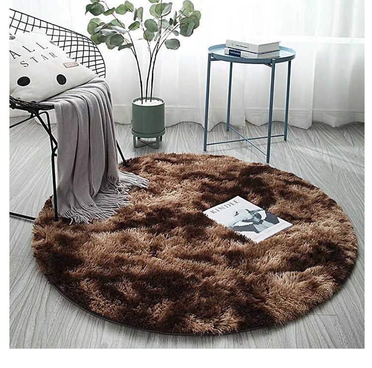 Alfombra de poliéster con estampado geométrico nórdico: suave, antideslizante y redonda para sala de estar, lavable y resistente a la decoloración (varios tamaños y colores)._voghion.com