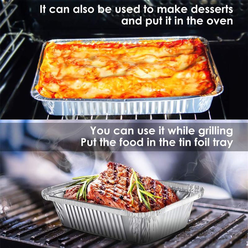 50pcs Disposable BBQ Drip Pans 50pcs Aluminum Foil Grease Drip Pans Recyclable Grill Catch Tray For Baking Cooking Storing_voghion.com