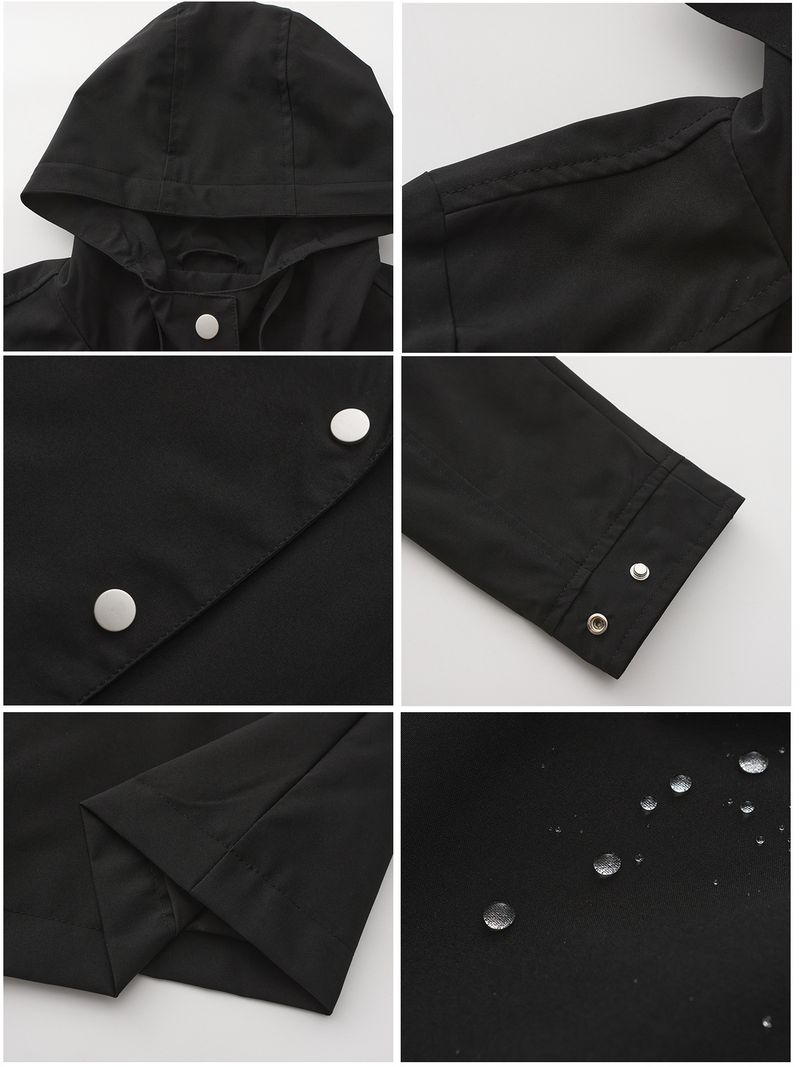Veste imperméable à capuche avec ceinture pour femme, nouvelle collection printemps et automne 2024, coupe-vent ample et décontracté_voghion.com