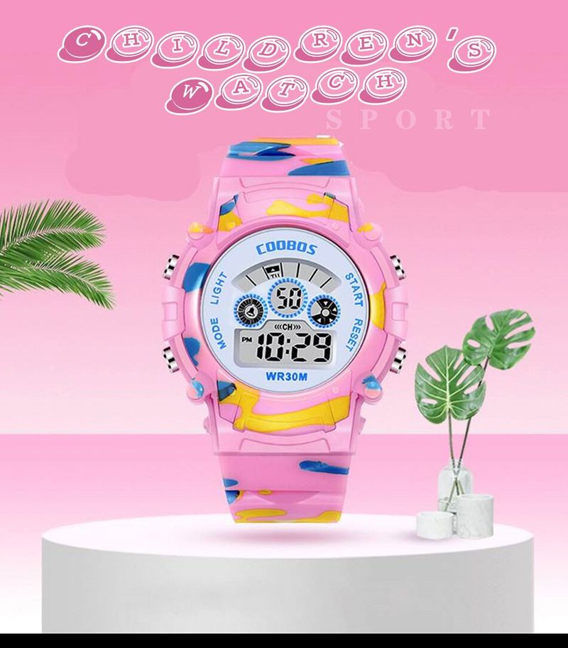 2024 Jungen Sport Militär Kinder Digitaluhren Student Kinderuhr Mode Leuchtende LED Alarm Camouflage Mädchen Uhr_voghion.com