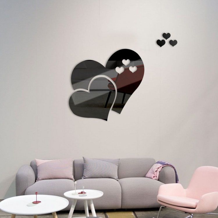 Home acrylic 3D self-adhesive Love mirror sticker DIY decorative painting background wall_voghion.com