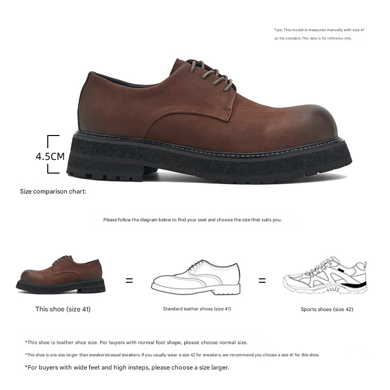 TerraStride New Large Toe Simple Business Casual Derby Height Increasing Black Shoes For Men_voghion.com