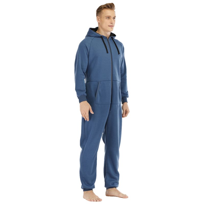 Underwear & Sleepwears Men's Heavyweight Fleece Jumpsuit - Cozy One-Piece Loungewear & Sleepwear For Home Comfort (Green, Black, Royal Blue, S-XXL)_voghion.com