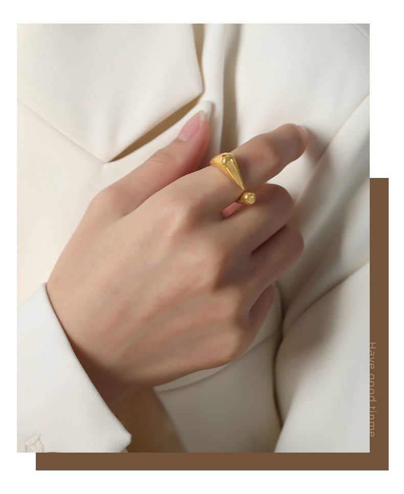 New Niche Design Ring Simple Personality High Sense Irregular Geometric Titanium Steel Gold Plated Open Ring Jewelry_voghion.com