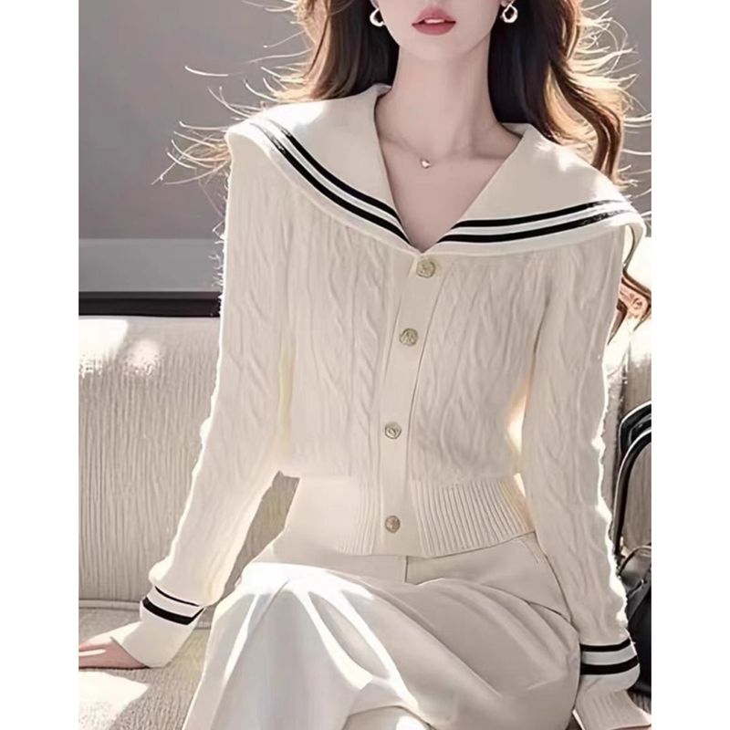 Navy hals weiche sticky kurze lange ärmeln für frauen in herbst winter 2024, slim fit und schlankmachende, gepaart mit einem weißen_voghion.com