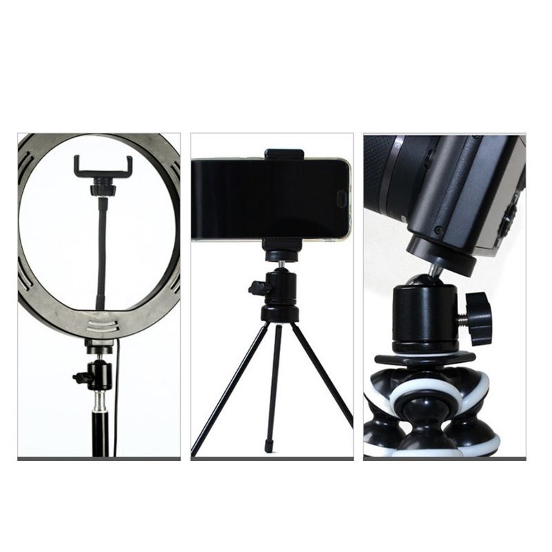Universal 360° Rotating Metal Hot Shoe Mount Mini Tripod Stand For Phone, Camera & Live Streaming Light_voghion.com