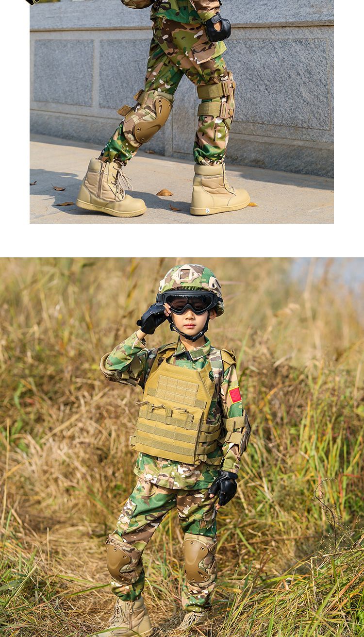 Kids’ Clothing Children's Camouflage Suits Boys Special Forces Performance Clothes Summer Camp Training Clothes Zipper Military Training Clothes_voghion.com