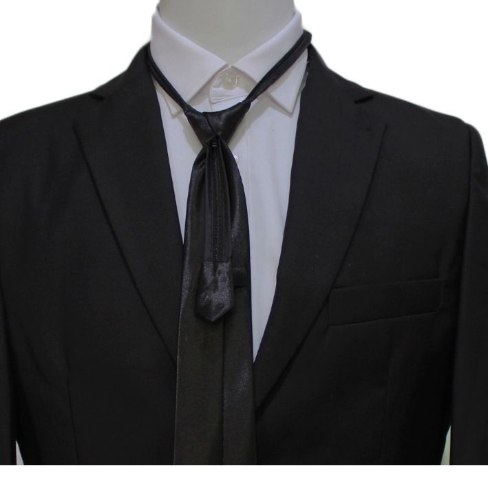 Cravatta da uomo, elegante, da donna, da sposo, da matrimonio, a righe sottili, blu e nera, senza cerniera, 8 cm_voghion.com