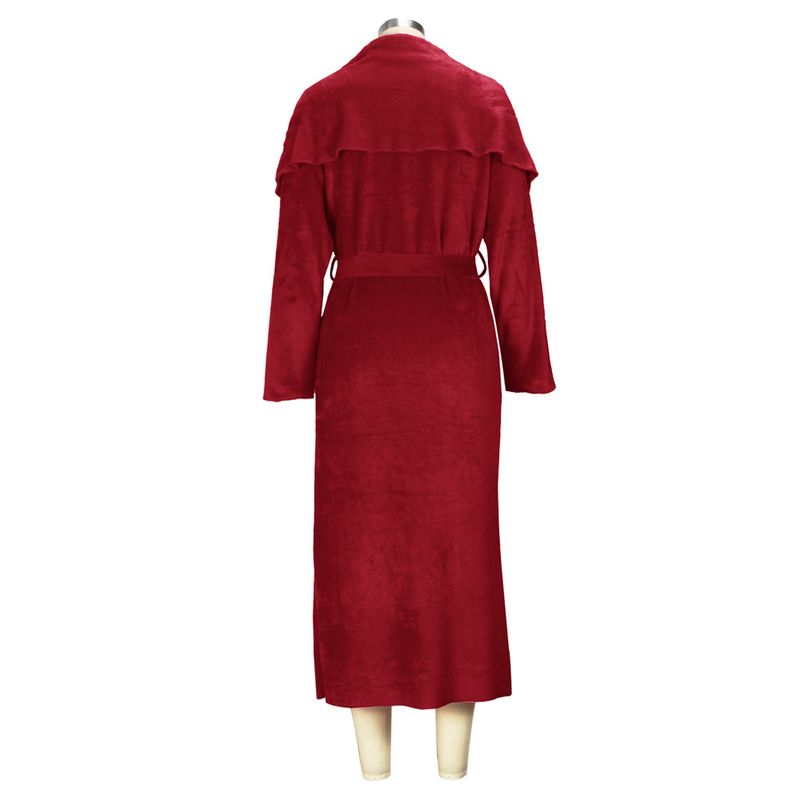 Women's clothing temperament dress and coat two-piece fashion loose long cardigan velvet suit_voghion.com