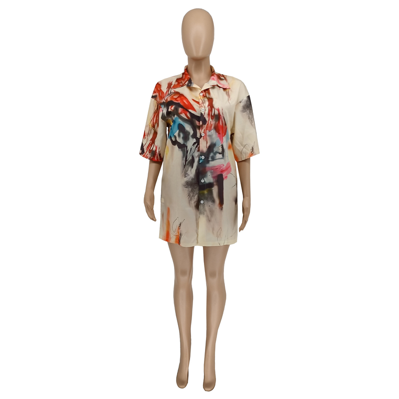 Women's fashion trend printed casual short-sleeved summer shirt_voghion.com