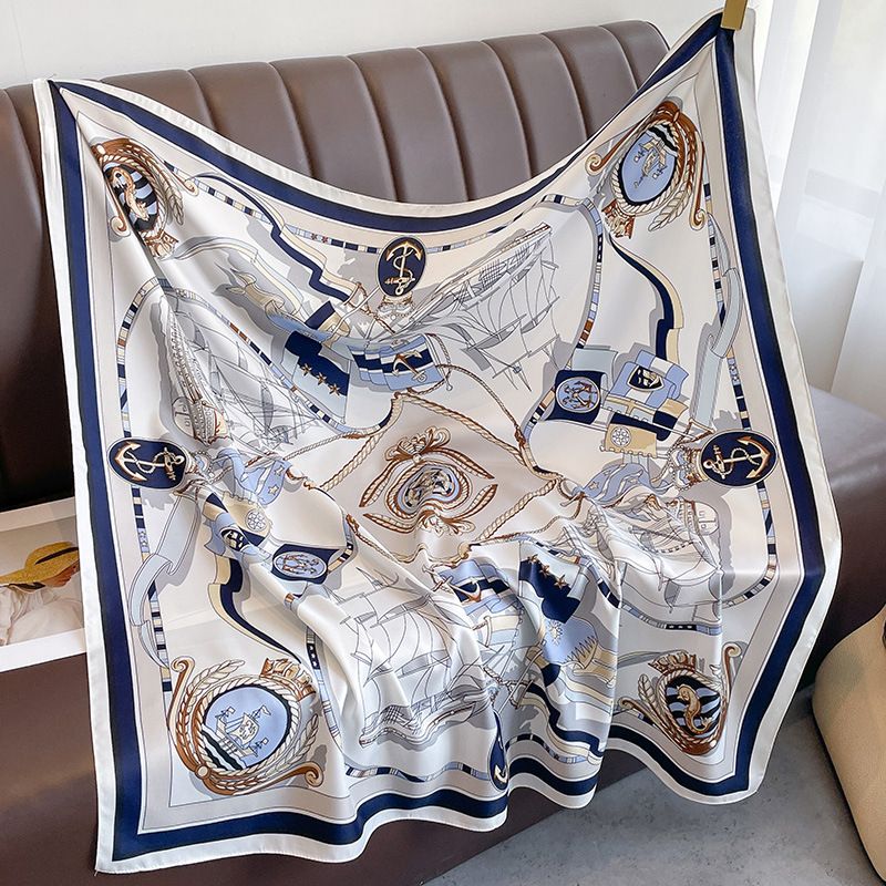 Spring and Autumn New Fashion Trend Women's Navy Style Proessional Simulation Silk Decoration Shawl Sun Protection_voghion.com