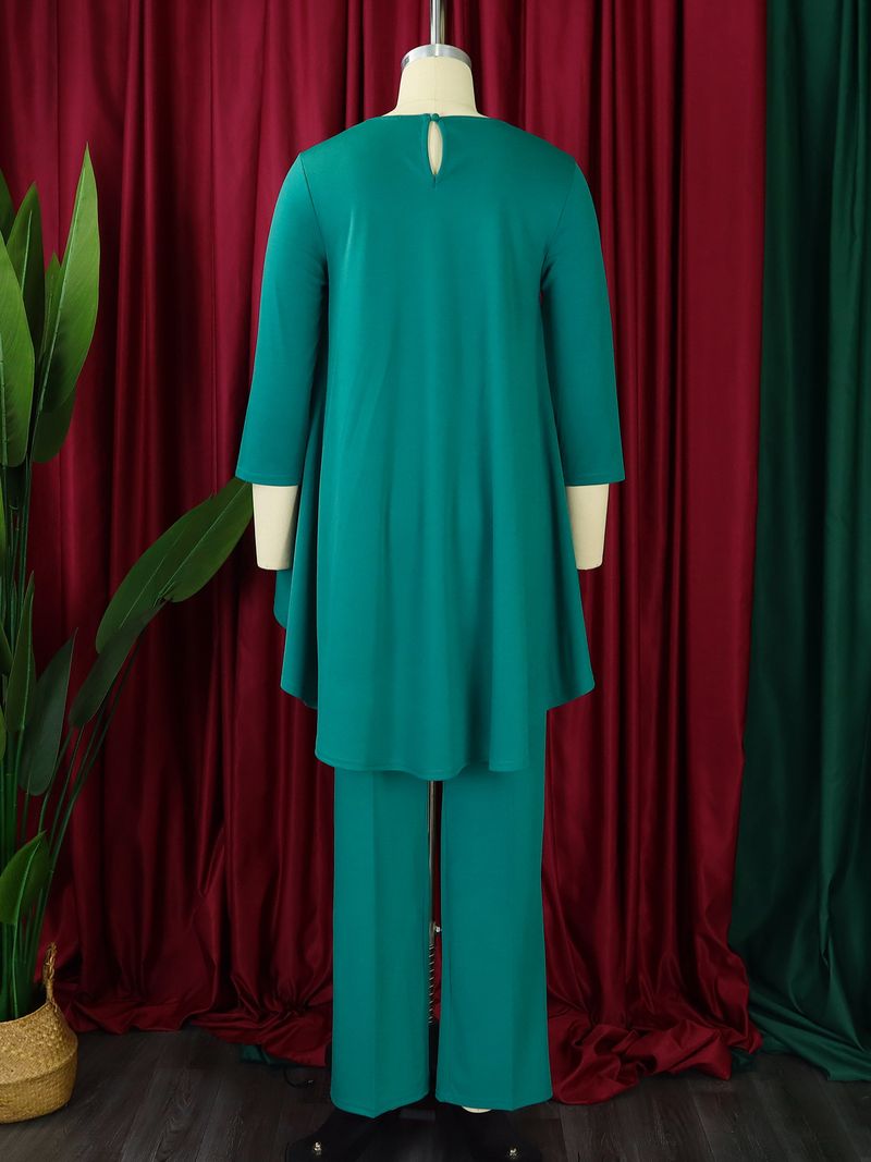 Blusa com estampa africana plus size - caimento solto e elegante, bainha irregular (moda feminina de verão, respirável e estilosa)_voghion.com