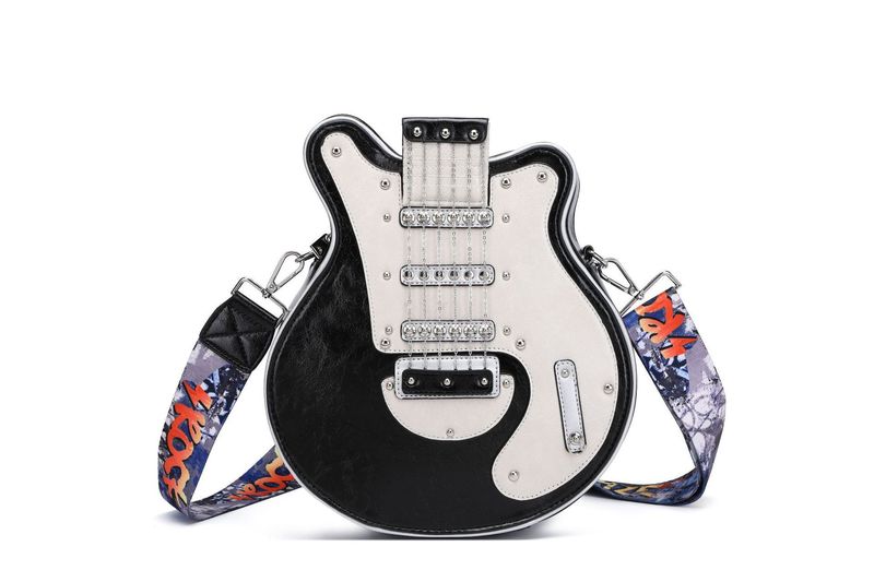 Borsa da donna creativa, unica e fatta a mano, a forma di chitarra, con tracolla singola, 2024_voghion.com