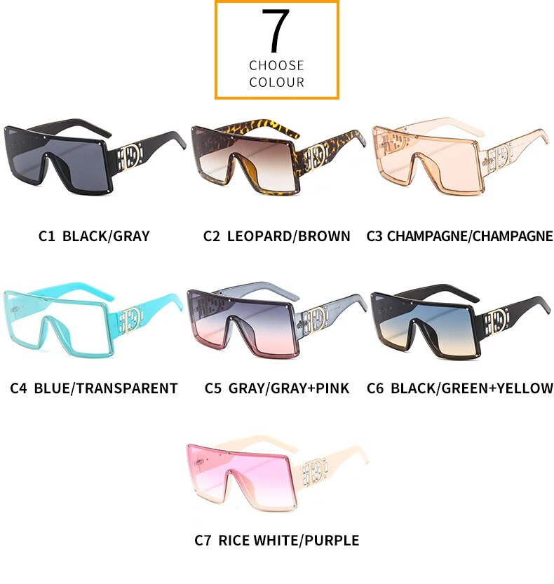 Ochelari de soare pătrați de modă noi, bărbați, femei, cu scut, ochelari de protecție, degrade, lentile, cadru D, ochelari de soare de marca UV400_voghion.com