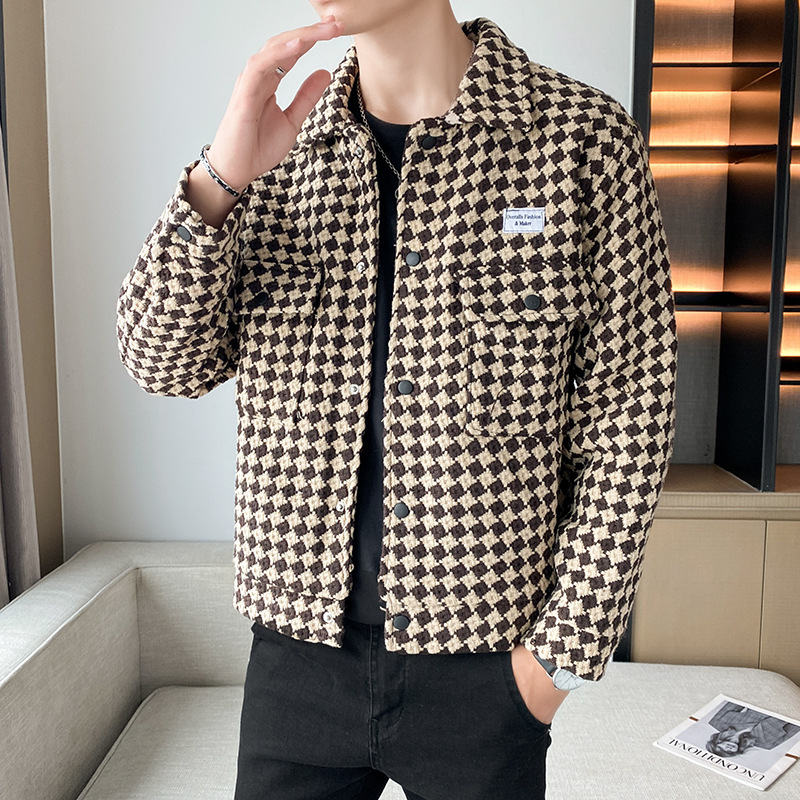 Nuovo casual 2023 per la versione coreana, e bel top da uomo, abbigliamento autunnale alla moda, indossando una giacca con risvolto_voghion.com