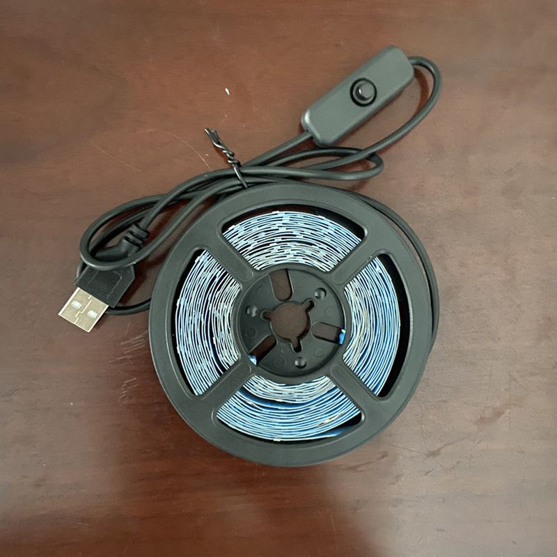 Bande lumineuse LED USB 5 V avec interrupteur à bouton – 2835 monochrome, 50 LED/m, 8 lm par LED, angle de faisceau de 120°, pour éclairage intérieur et décoration DIY._voghion.com