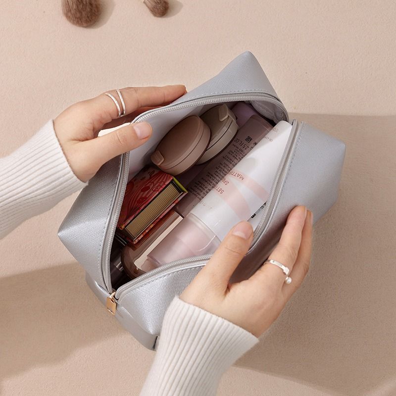 Luxury Parisian Makeup Bag | Large Capacity PU Organizer (Fits 25+ Full-Size Products) | Vegan Leather Travel Case With Mirror & Brush Slots_voghion.com