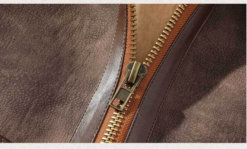 Herren-Winterjacke mit Fleecefutter – Besatz aus Lammfellimitat, Slim Fit (Dunkelbraun, M-5XL)_voghion.com