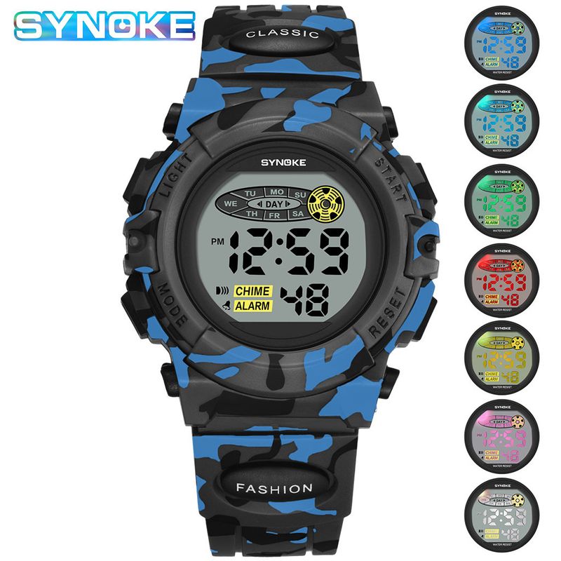Factory Goods SYNOKE Colorful Luminous Children's Dial Student Electronic Camouflage Sports Watch_voghion.com