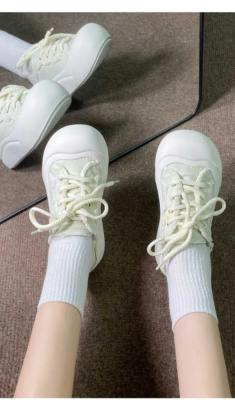 Jifffly Women's 2025 Summer New Original Minority White Shoes Versatile Casual Thick Bottom Slip-on_voghion.com