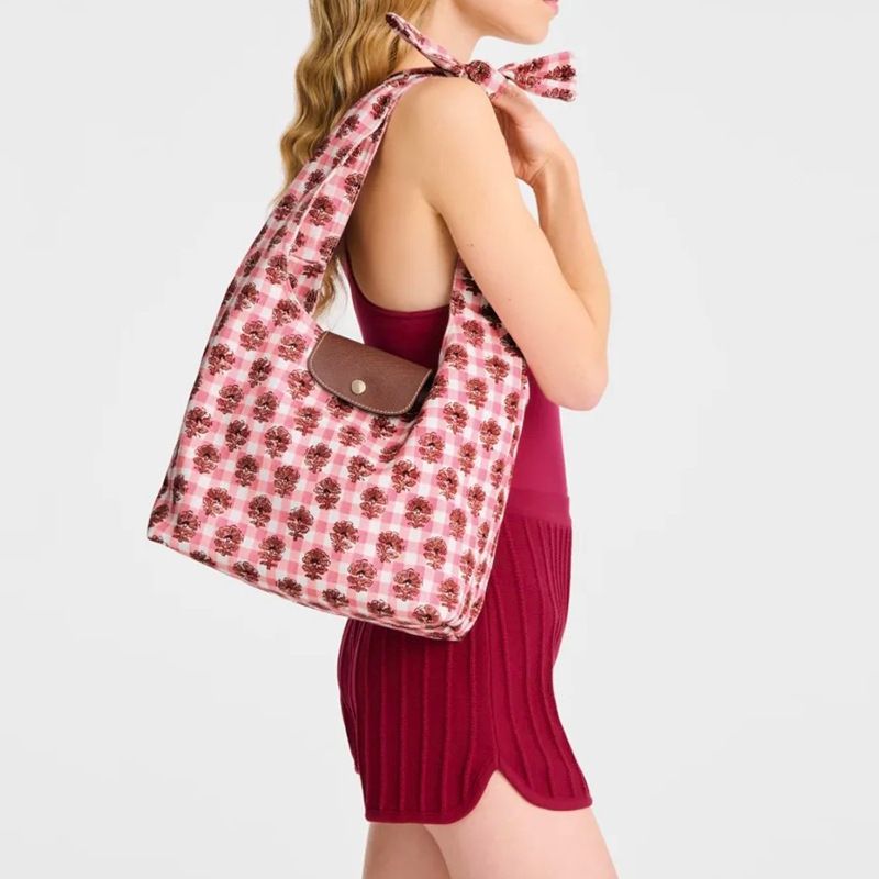 Bolso de lona multifuncional con nudo floral para mujer, bandolera de hombro, personalizado, de moda, para ocio y uso diario, novedad de verano de 2025_voghion.com