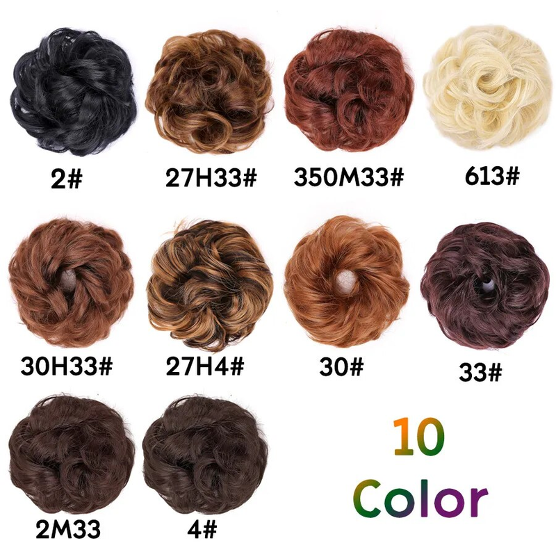 Synthetischer Dutt-Chignon, elastische Bänder, lockige Verlängerung, kurzes Haar, unordentlicher Donut-Pferdeschwanz für Frauen_voghion.com