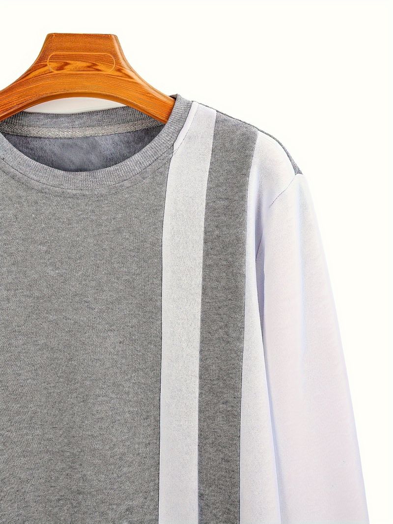 Neues Rundhals-Oberteil für Herbst und Winter mit lockerem Farbblock, 250 G plus Samt-Basishemd, Herren-Kapuzenpullover_voghion.com