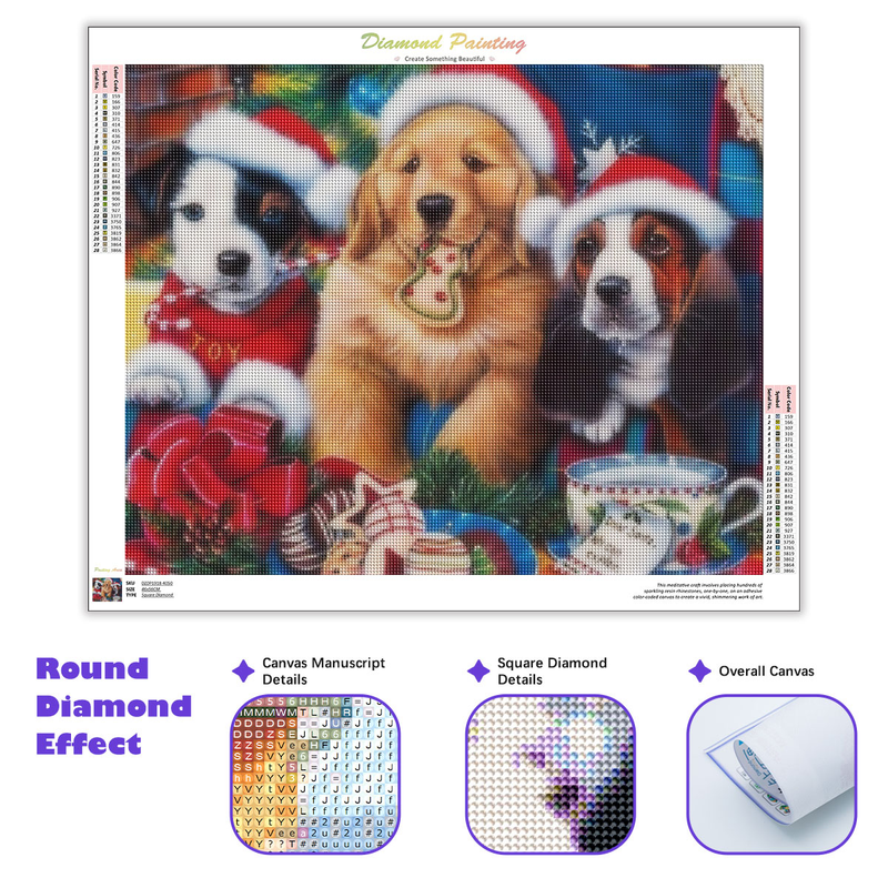 Fotopersonalizado 5d pintura de diamante taladro completo redondo Kits de Navidad mosaico de diamantes perros animales imágenes Diy bordado Decoración_voghion.com