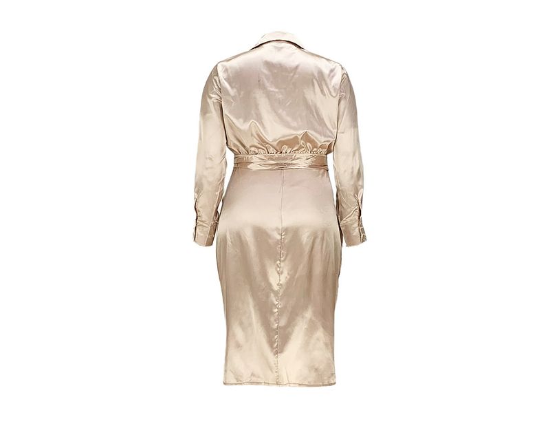 Damenbekleidung Nachtclubkleidung Reflektierendes Hemdkleid aus Seide mit plissierten Trägern_voghion.com
