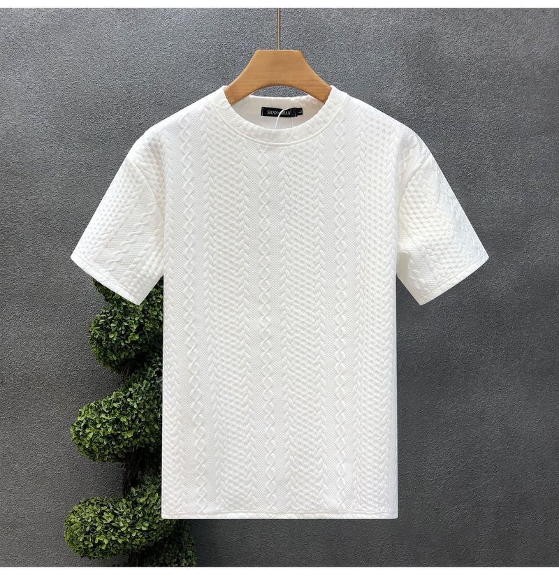 Teenager a Kärelen Héichwäerteg Hanf Muster wäiss Männer kuerzen Ärmelen T-Shirt trendy Mark trendy Summer Kleeder nei 2024 geeschteg jonke Mann Kleeder_voghion.com