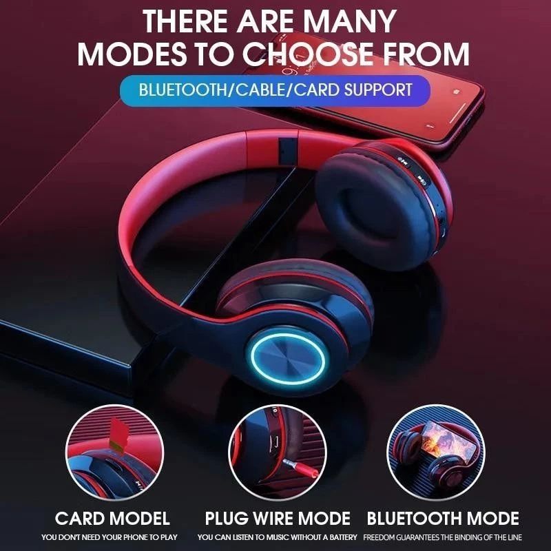 Wireless Bluetooth 5.0 Headphone With Microphone On-Ear Headset Stereo Sound Earphones Sports Gaming Foldable Headphones_voghion.com